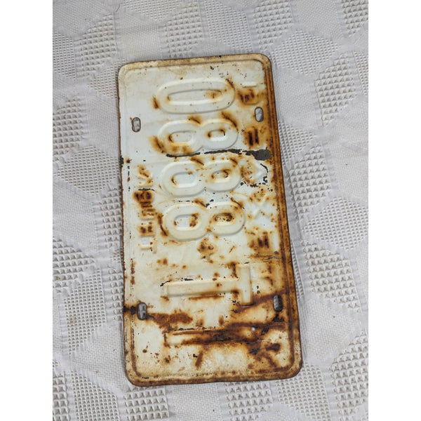 Vintage 1961 Texas Truck License Plate IT 8880 White w Embossed Black Lettering