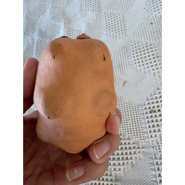 Mini Eastern European Folk Art Piggy Bank Clay w Funny Face Handcrafted Details