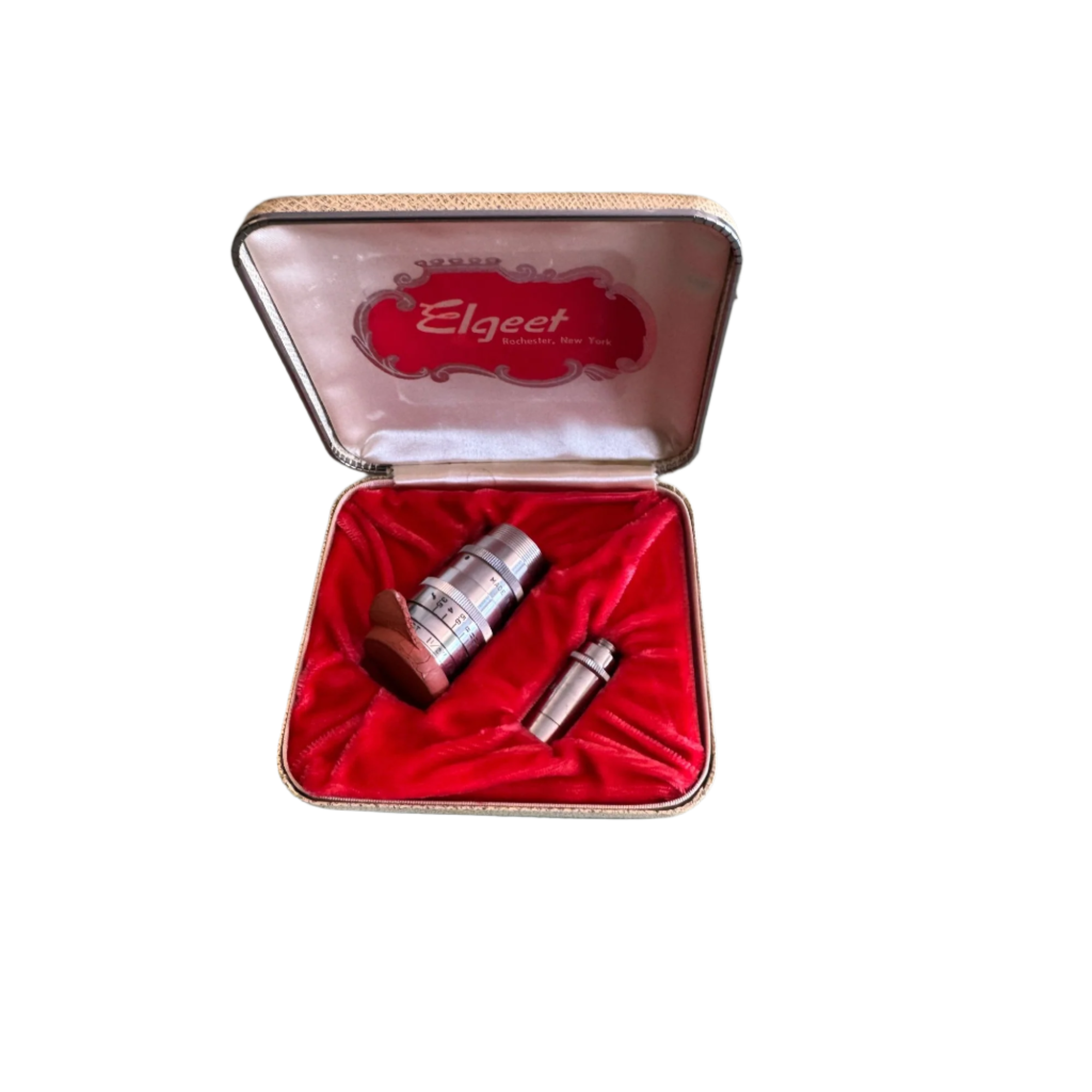 Vintage Elgeet Cine Tel Pair of Camera Lenses in Original Lined Box 