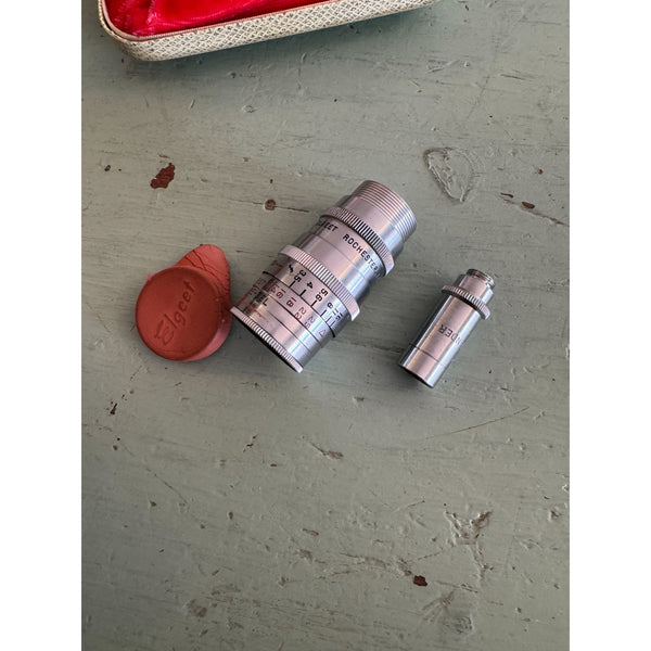 Vintage Elgeet Cine Tel Pair of Camera Lenses in Original Lined Box