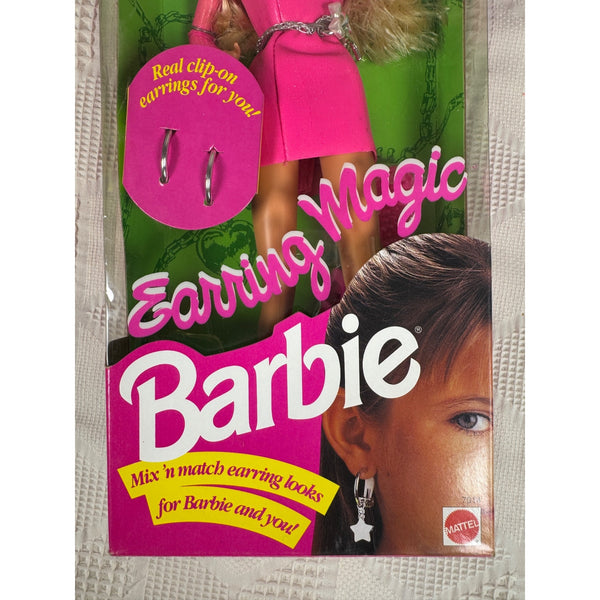 Earring Magic Barbie Doll 1992 Mattel w Clip On Earrings and 6 Charms 7014 NIB