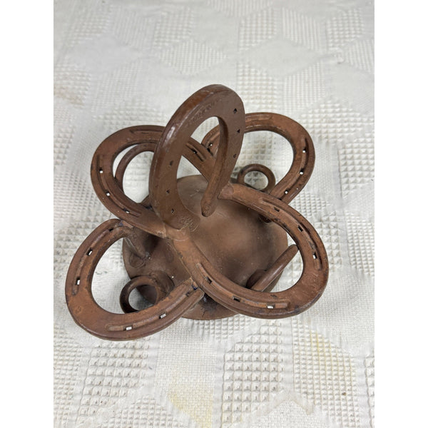 Rustic Horseshoe Salt & Pepper Shaker Spice Holder Tabletop Caddy Metal Western
