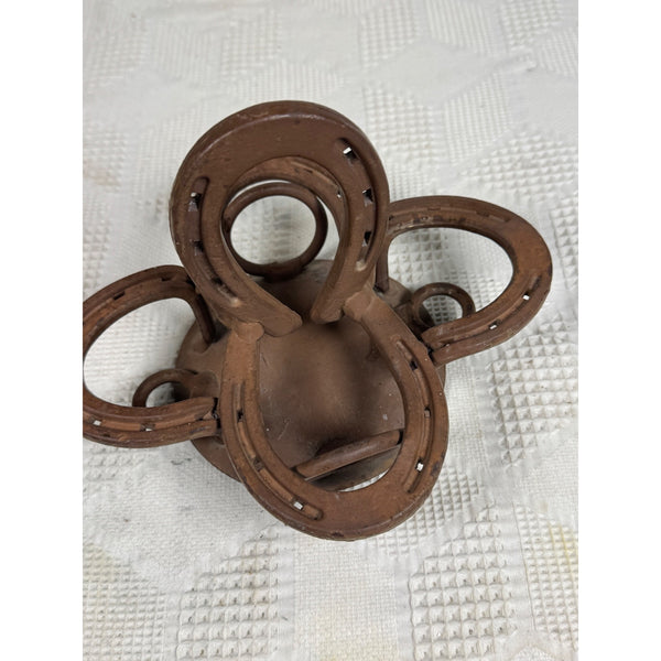 Rustic Horseshoe Salt & Pepper Shaker Spice Holder Tabletop Caddy Metal Western