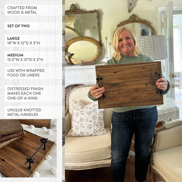 Rustic Wood and Metal Trays specifications