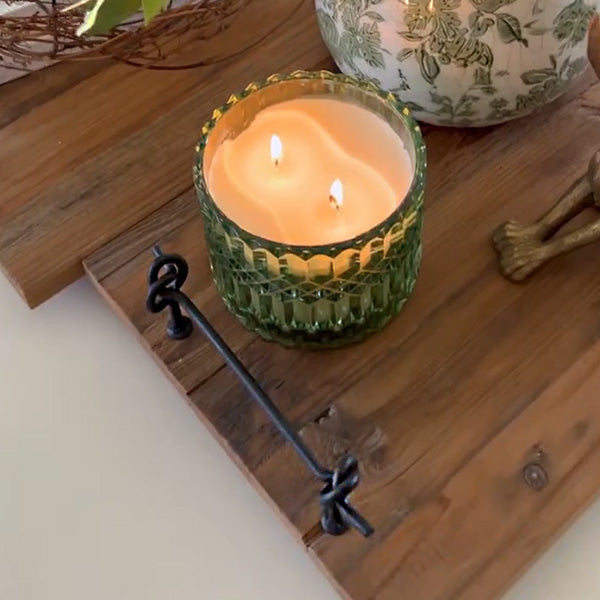 Rustic Wood and Metal Trays with candle