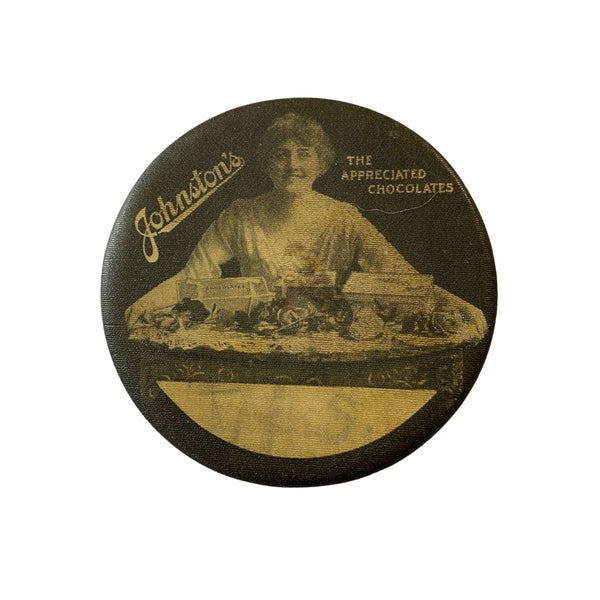 Johnstons Chocolates Antique Pocket Mirror Advertising Collectible