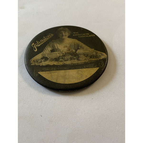 Johnstons Chocolates Antique Pocket Mirror Advertising Collectible