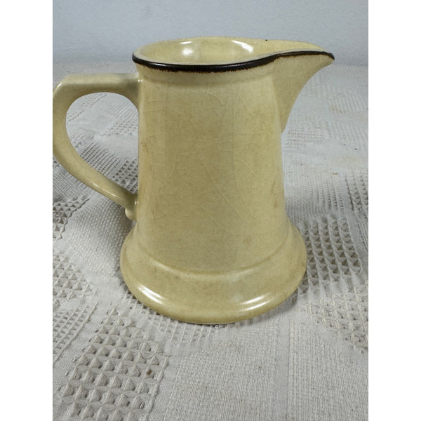 Vintage Pfaltzgraff Village Brown Stoneware Creamer 8 Oz With Floral Design 6-24