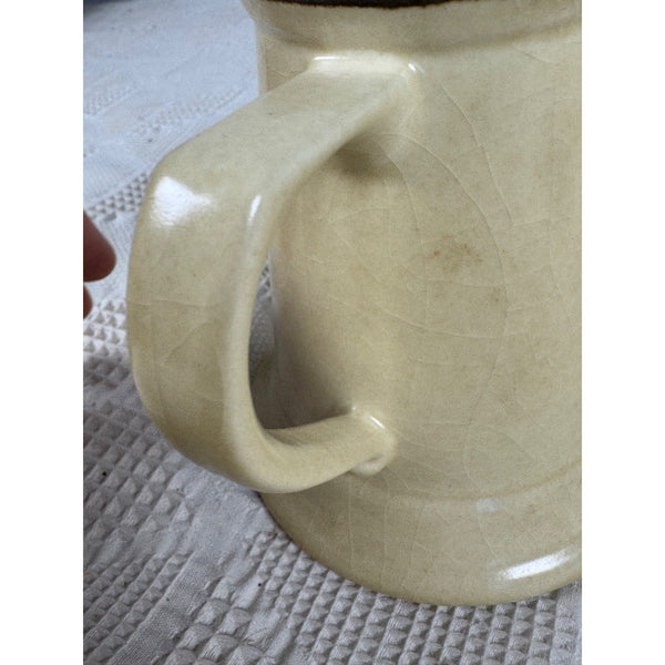 Vintage Pfaltzgraff Village Brown Stoneware Creamer 8 Oz With Floral Design 6-24