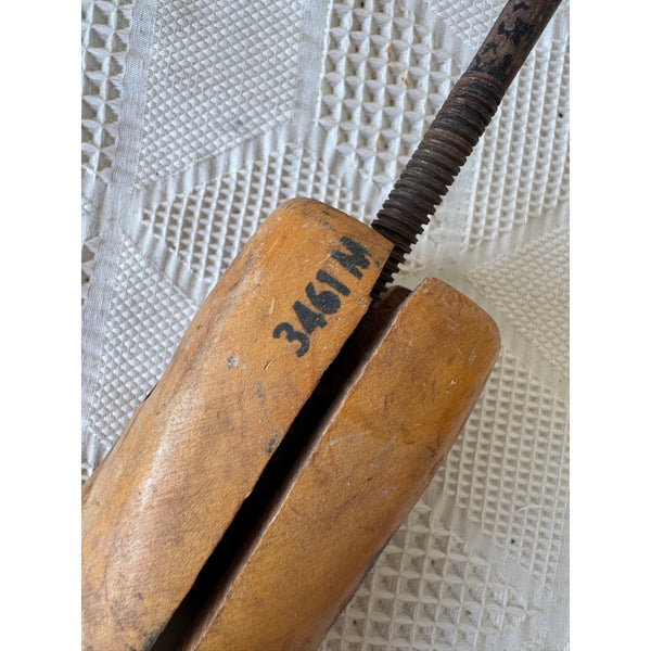 Vintage Wooden Cobbler Shoe Form Stretcher With Adjustable Metal Handle