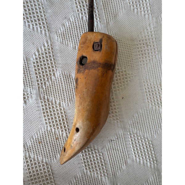 Vintage Wooden Cobbler Shoe Form Stretcher With Adjustable Metal Handle