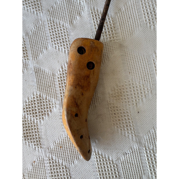 Vintage Wooden Cobbler Shoe Form Stretcher With Adjustable Metal Handle