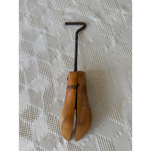 Vintage Wooden Cobbler Shoe Form Stretcher With Adjustable Metal Handle