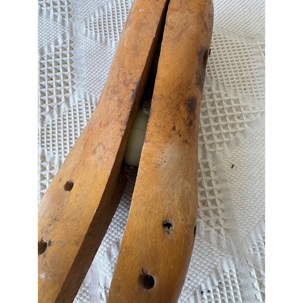 Vintage Wooden Cobbler Shoe Form Stretcher With Adjustable Metal Handle