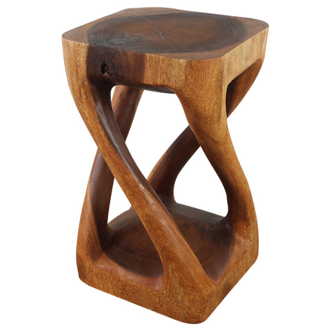 Wood Vine Twist Stool Accent Table 14 in x 23 in H Cherry Oil