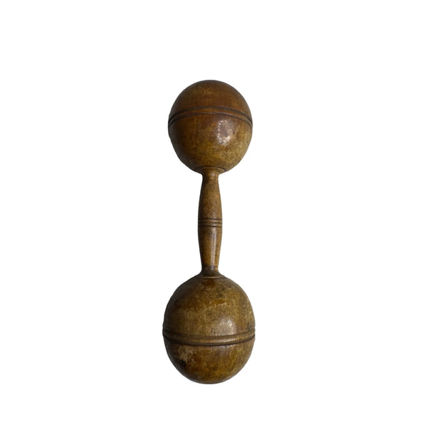 Antique Half Pound Wooden Dumbbell Vintage Primitive Rustic Handcrafted Fitness