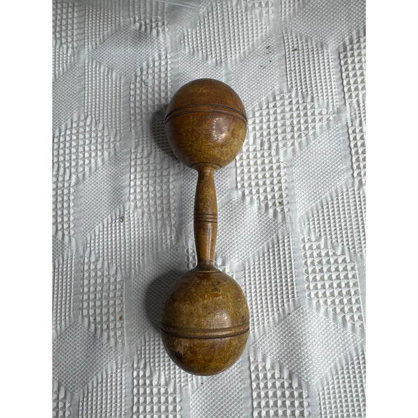 Antique Half Pound Wooden Dumbbell Vintage Primitive Rustic Handcrafted Fitness