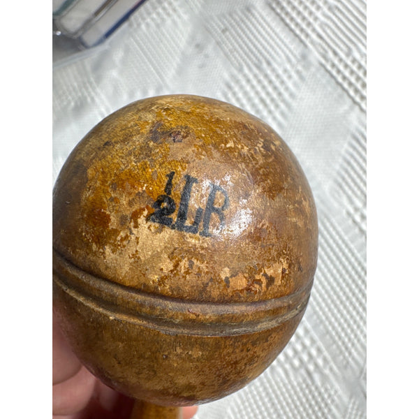 Antique Half Pound Wooden Dumbbell Vintage Primitive Rustic Handcrafted Fitness
