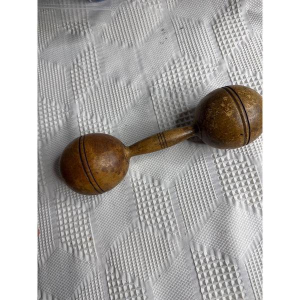 Antique Half Pound Wooden Dumbbell Vintage Primitive Rustic Handcrafted Fitness