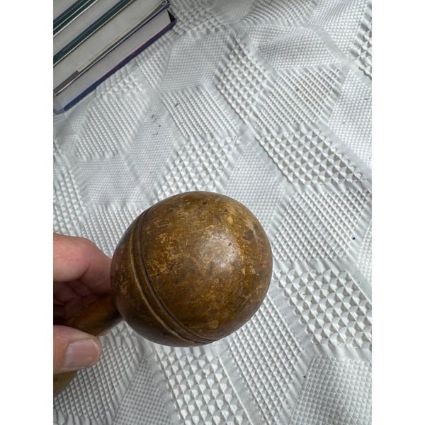 Antique Half Pound Wooden Dumbbell Vintage Primitive Rustic Handcrafted Fitness