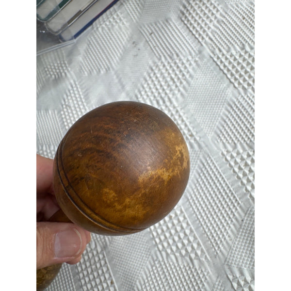 Antique Half Pound Wooden Dumbbell Vintage Primitive Rustic Handcrafted Fitness