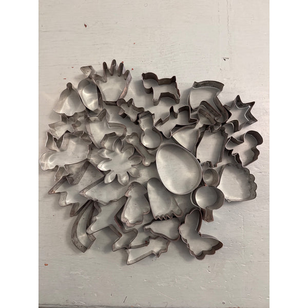 Large Lot Of 28 Metal Cookie Cutters Assorted Shapes and Sizes Baking Supplies