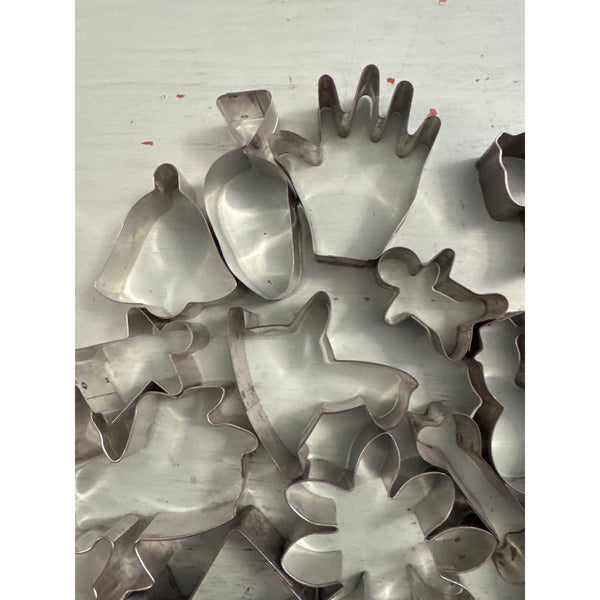 Large Lot Of 28 Metal Cookie Cutters Assorted Shapes and Sizes Baking Supplies
