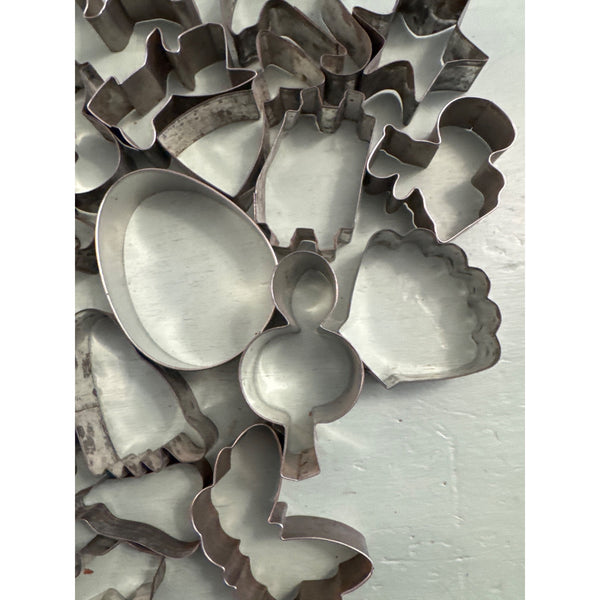 Large Lot Of 28 Metal Cookie Cutters Assorted Shapes and Sizes Baking Supplies