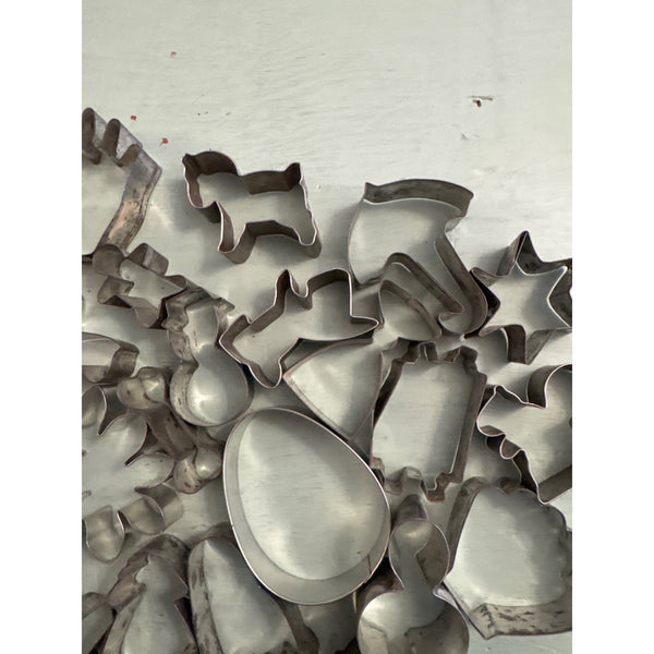 Large Lot Of 28 Metal Cookie Cutters Assorted Shapes and Sizes Baking Supplies