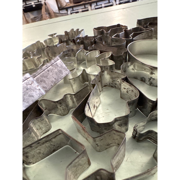 Large Lot Of 28 Metal Cookie Cutters Assorted Shapes and Sizes Baking Supplies