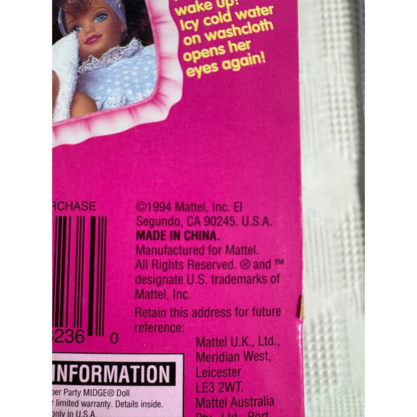 Slumber Party Midge Doll By Mattel Vintage 1994 Soft Body With Tote 13236 NIB