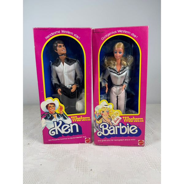 Western Barbie and Ken Dolls 1980 Mattel Vintage Collectible 1757 and 3600 NIB