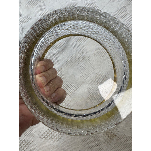Vintage Leaded Crystal Ice Tub w Brass Rim Mid Century Hollywood Regency Style