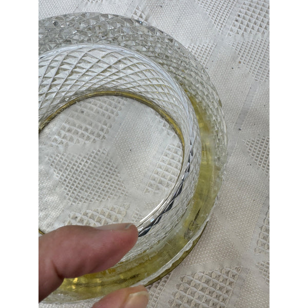 Vintage Leaded Crystal Ice Tub w Brass Rim Mid Century Hollywood Regency Style
