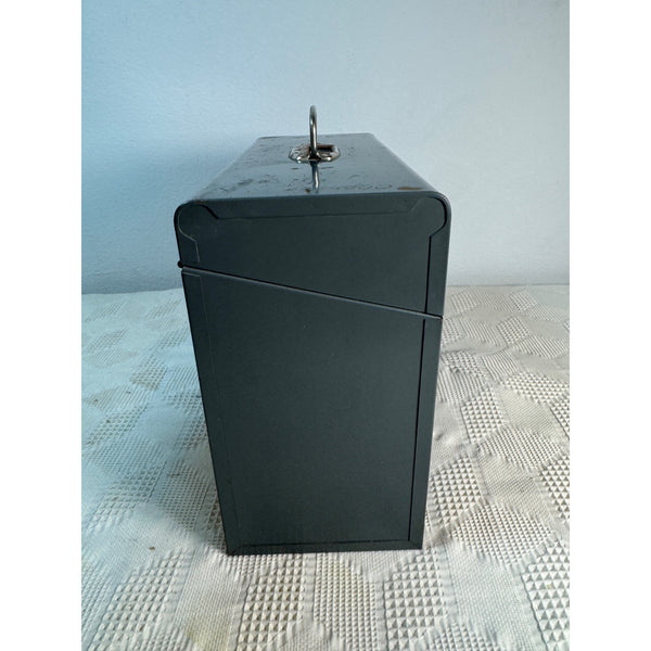 Vintage Gray Metal File Box With Handle And Latch Mid Century c1960s Storage