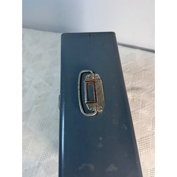 Vintage Gray Metal File Box With Handle And Latch Mid Century c1960s Storage