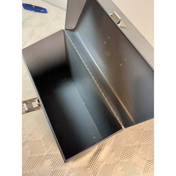 Vintage Gray Metal File Box With Handle And Latch Mid Century c1960s Storage