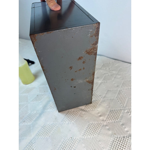 Vintage Gray Metal File Box With Handle And Latch Mid Century c1960s Storage