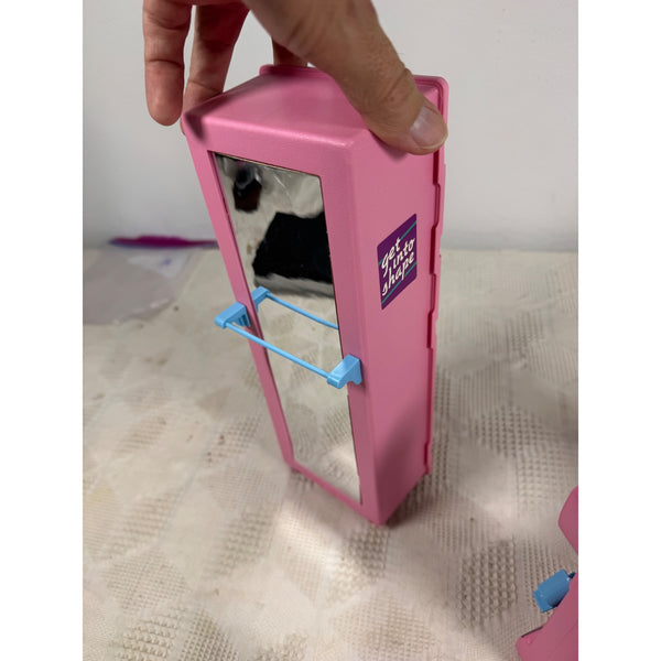 1984 Barbie Workout Center Pink Locker Bike Bench Weights Towel Partial Set