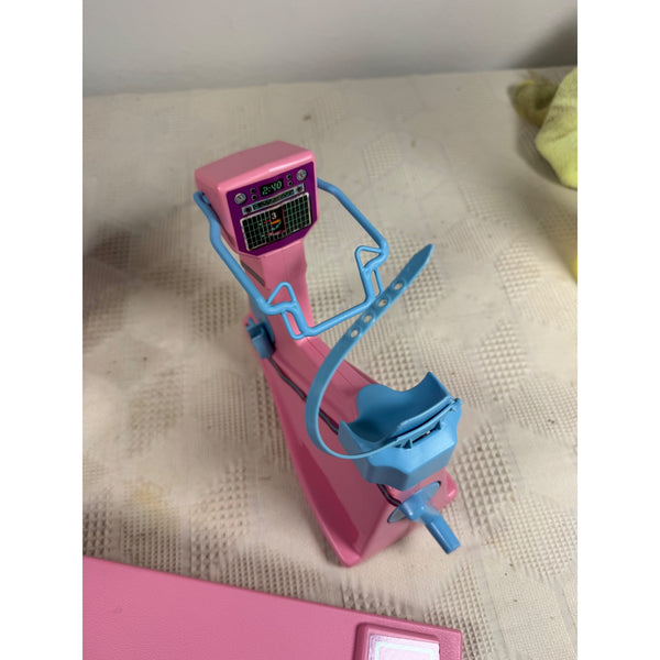 1984 Barbie Workout Center Pink Locker Bike Bench Weights Towel Partial Set