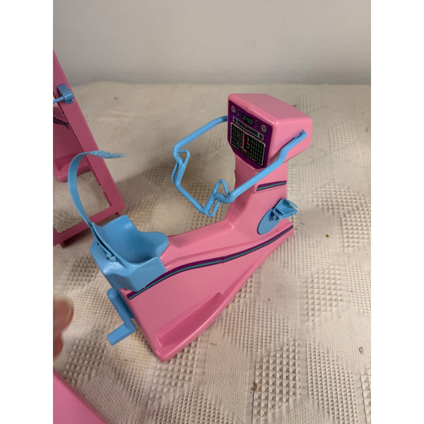1984 Barbie Workout Center Pink Locker Bike Bench Weights Towel Partial Set