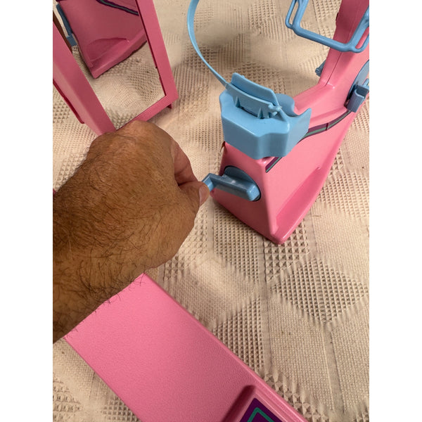 1984 Barbie Workout Center Pink Locker Bike Bench Weights Towel Partial Set