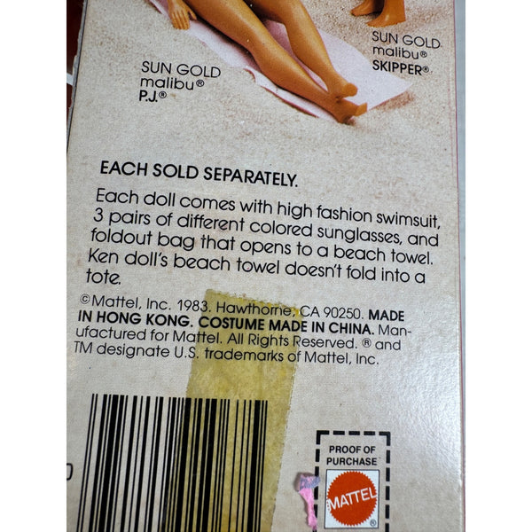 Sun Gold Malibu Barbie Doll Mattel Vintage 1983 Includes Accessories 1067 NIB
