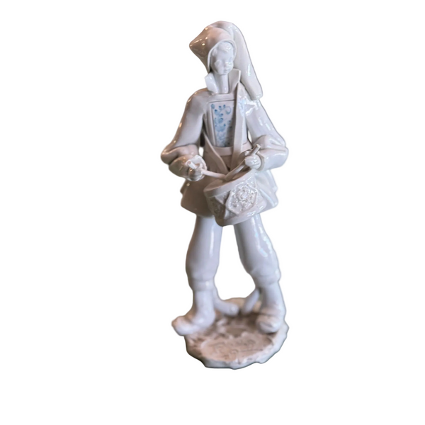 Fabio Mola Italian Ceramic Boy Figurine w Drum Glaze Handcrafted Signed Vintage