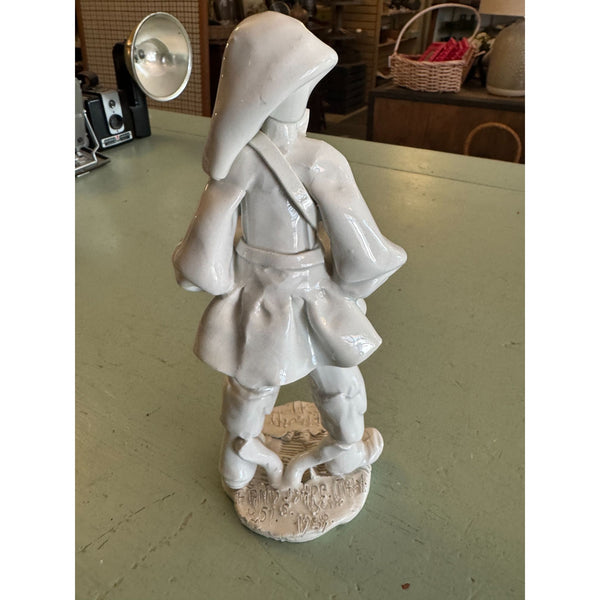 Fabio Mola Italian Ceramic Boy Figurine w Drum Glaze Handcrafted Signed Vintage