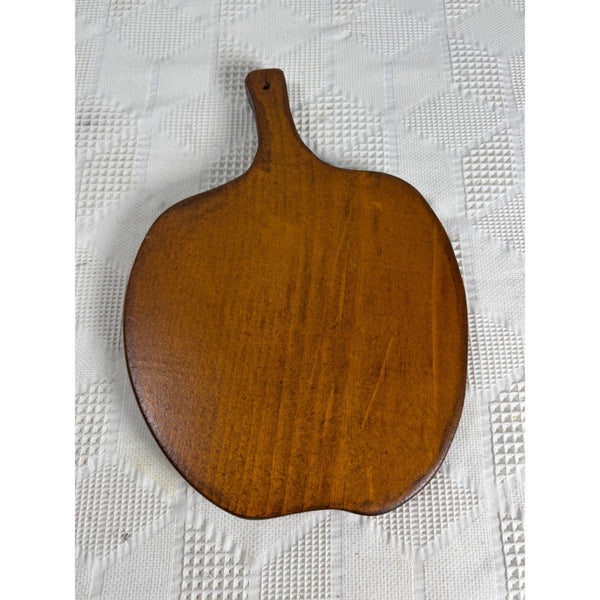 Vintage Hand Painted Wooden Cutting Board w Red Apple Design Rustic Kitchenware