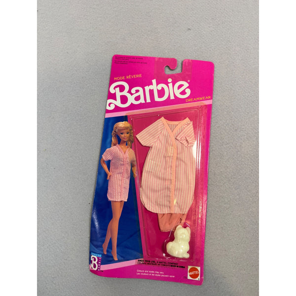 Barbie Dreamwear Mode Reverie Pink Striped Robe Nightgown Outfit Vintage NWB