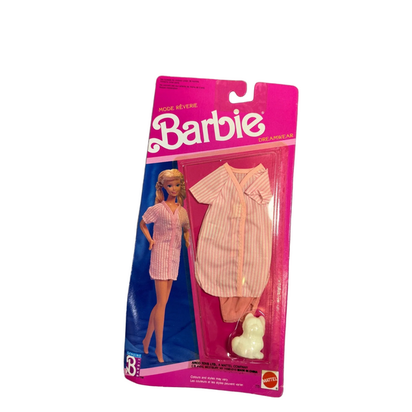 Barbie Dreamwear Mode Reverie Pink Striped Robe Nightgown Outfit Vintage NWB