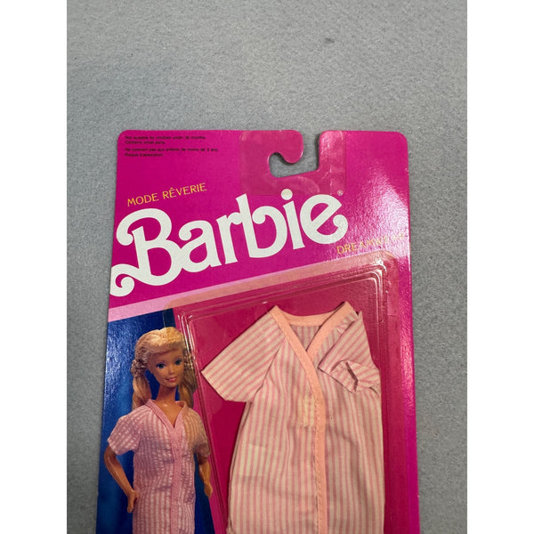 Barbie Dreamwear Mode Reverie Pink Striped Robe Nightgown Outfit Vintage NWB