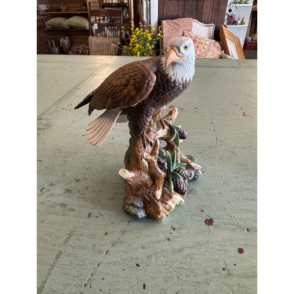 Vintage Porcelain Bald Eagle Figurine Detailed Hand Painted Sculpture